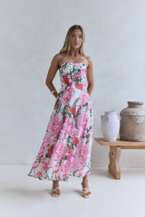 Bouquet In Bloom Trägerloses Maxikleid Rosa