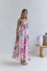 Bouquet In Bloom Trägerloses Maxikleid Rosa