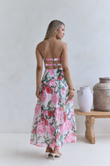 Bouquet In Bloom Trägerloses Maxikleid Rosa