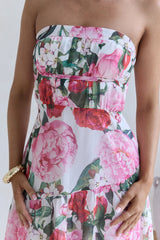 Bouquet In Bloom Trägerloses Maxikleid Rosa