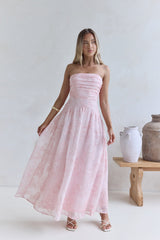 Cloud Kissed Paths Trägerloses Maxikleid Pink