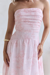 Cloud Kissed Paths Trägerloses Maxikleid Pink