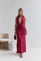 Kiss Journeys Neckholder-Maxikleid Burgund