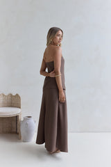 Trägerloses Maxikleid „Ring The Bell“ in Braun