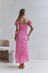 Maxikleid „Kissed By The Sun“ mit Carmen-Ausschnitt, Pink