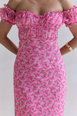 Maxikleid „Kissed By The Sun“ mit Carmen-Ausschnitt, Pink