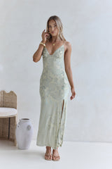 Far And Away Mesh Maxi-Kleid Salbei