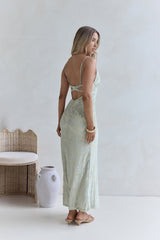 Far And Away Mesh Maxi-Kleid Salbei