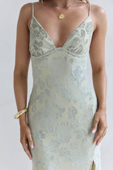 Far And Away Mesh Maxi-Kleid Salbei