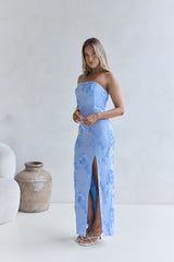 Glow Up Season trägerloses Maxikleid Blau