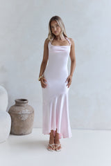 Lucky In Life Satin Neckholder Maxikleid Pink