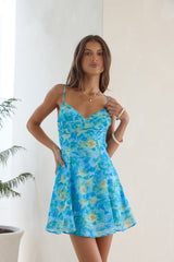 Strandlicht Mini-Kleid Blau
