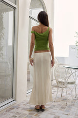 Sunset Ride Mesh Off-Shoulder-Oberteil Olive