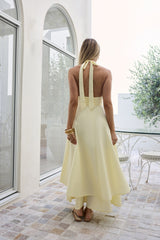Maxikleid mit Neckholder und Blütenprint „Lemon“