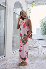 Blooming Romance Satin Maxikleid Rosa