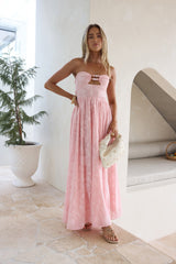 Engelsgleiches trägerloses Maxikleid Rosa