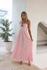 Engelsgleiches trägerloses Maxikleid Rosa