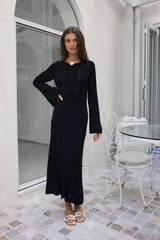 Love On Holidays Langarm Maxikleid Schwarz