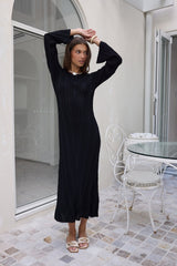 Love On Holidays Langarm Maxikleid Schwarz