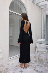 Love On Holidays Langarm Maxikleid Schwarz