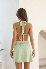Flow With Me Neckholder-Minikleid Salbei