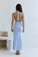 Taste Of Luxe Neckholder Mesh Maxikleid Blau