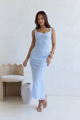 Maxikleid mit Pailletten, Mond- und Sterne-Häkelmuster, Blau