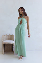 Grünes Maxikleid „From The Heart Halter“