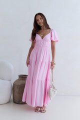 Schmetterlingsflügel Maxikleid Rosa