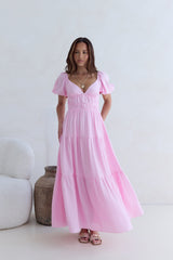 Schmetterlingsflügel Maxikleid Rosa