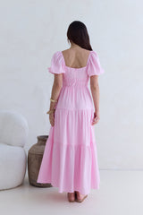 Schmetterlingsflügel-Maxikleid Rosa