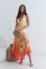 Sunrise Stars Mesh Neckholder Top Gelb