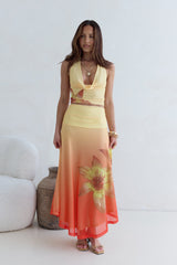 Sunrise Stars Mesh Neckholder Top Gelb