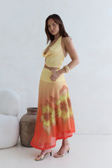 Sunrise Stars Mesh Neckholder Top Gelb