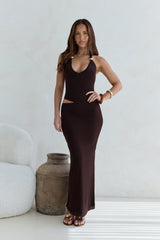 Whispers In The Dark Neckholder Maxikleid aus Mesh Braun
