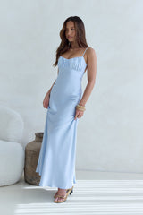 Love And Desire Satin-Maxikleid Blau