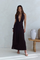Make Your Mark Neckholder-Maxikleid aus Mesh Braun