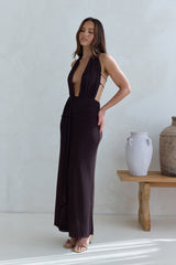 Make Your Mark Neckholder-Maxikleid aus Mesh Braun
