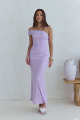 Dahlia One-Shoulder-Maxikleid aus Mesh, Flieder