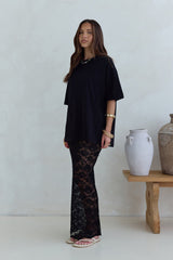 Date In Soho Transparenter Spitzen-Maxirock Schwarz