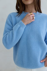 Winterflucht Strickpullover Blau