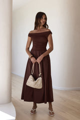 Days Of The Sun schulterfreies Maxikleid Schokolade