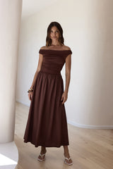 Days Of The Sun schulterfreies Maxikleid Schokolade