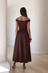 Days Of The Sun schulterfreies Maxikleid Schokolade
