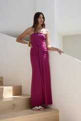 Süße Serenade Trägerloses Maxikleid Pflaume