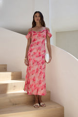Aurora Skies Off-Shoulder Maxikleid Pink