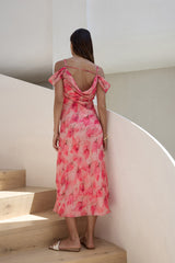 Aurora Skies Off-Shoulder Maxikleid Pink