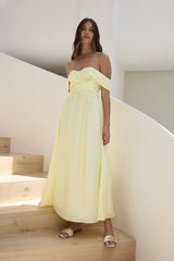 Hidden Treasures schulterfreies Maxikleid Gelb