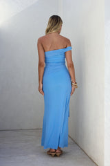 Heart For You One Shoulder Mesh Maxi Kleid Blau