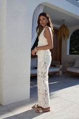 Traum-Spitzen-bestickte Hose Creme